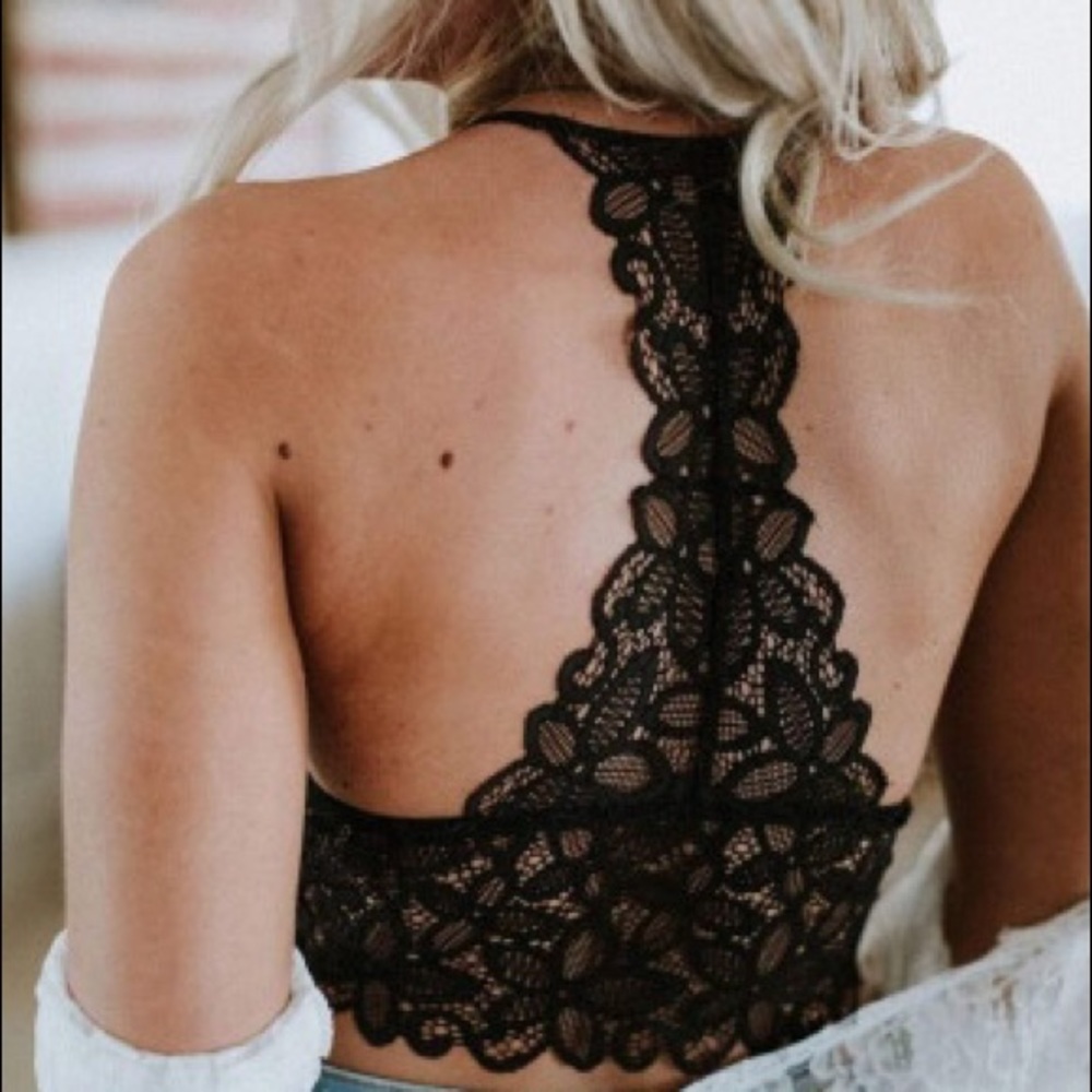 Black Crochet Lace Bralette Crop Top 🖤 S, M, L - Picture 11 of 15